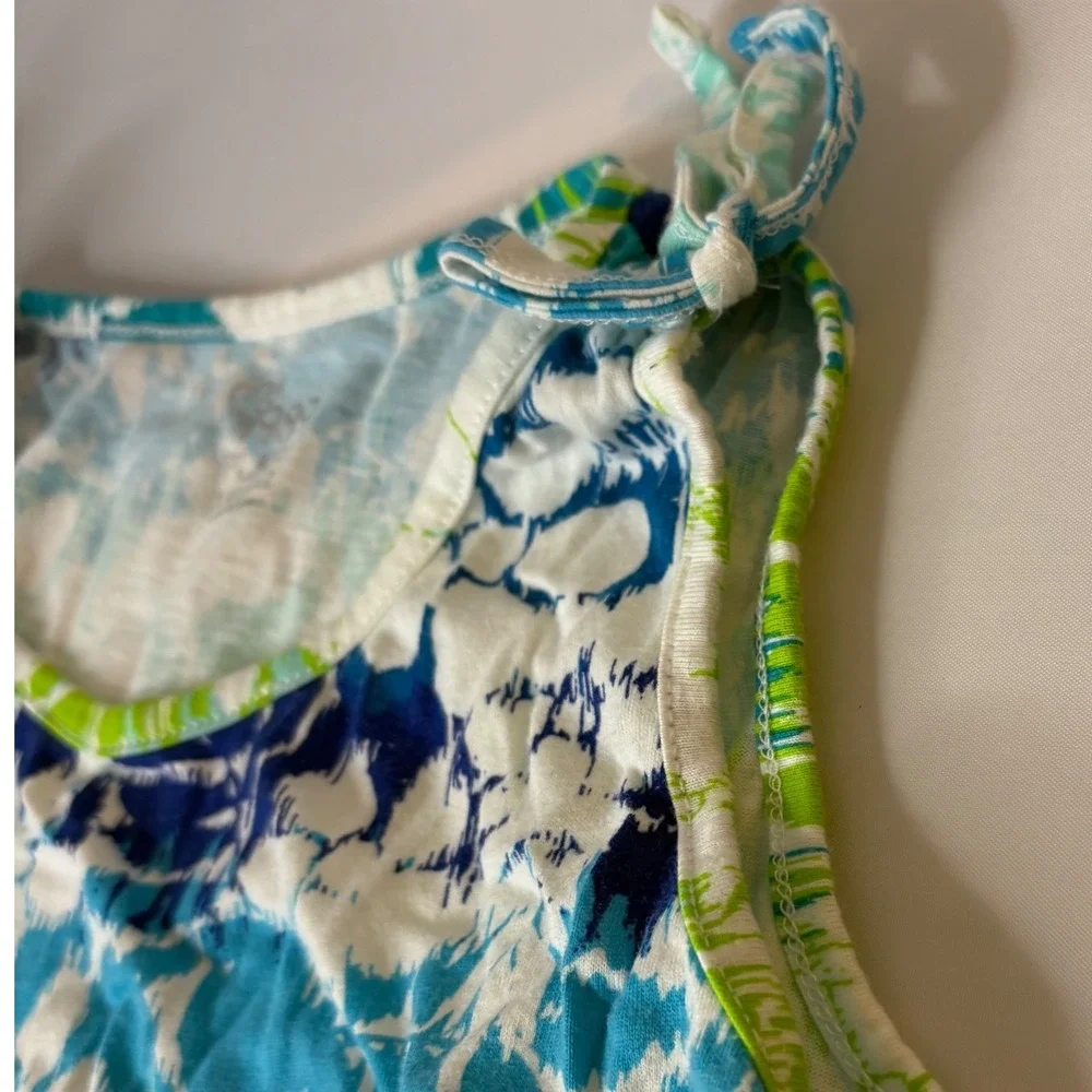 The Children's Place Dress Tie‎ Strap Sleeveless Casual Blue Green L (10-12)
